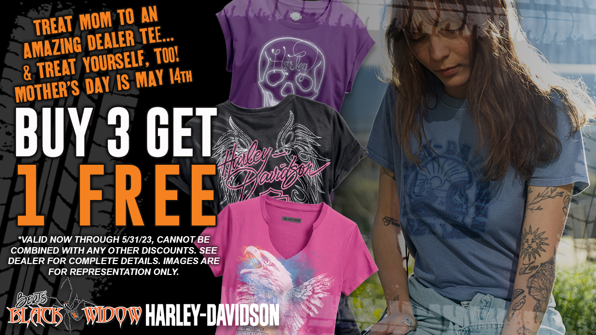 free t-shirt deal at Bert's Black Widow's Harley-Davidson dealership